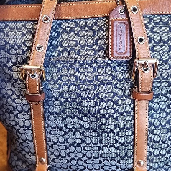 Coach Vintage Micro Kissing C's Denim Tote Euc - Picture 8 of 16
